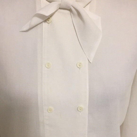 #002 Sheer White Double Breasted Blouse Size 12 Made in UK One Only Ignore Other - Picture 2 of 10